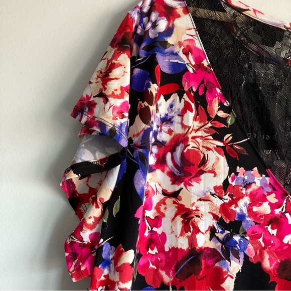 NWT Torrid Skater Midi Dress-Studio Knit Lace Floral Black Size 4X - Picture 4 of 11